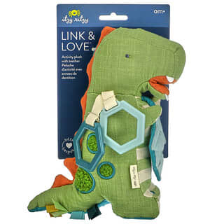 itzy ritzy, Link & Love, Activity Plush com Teether, 0+ Meses, Dino, 1 Teether