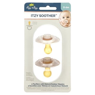 itzy ritzy, Itzy, пустышка с сосками из натурального каучука, для детей 0–6 месяцев, кокос и тост, 2 пустышки