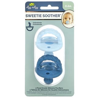 itzy ritzy, Sweetie Soother, Food Grade Silicone Pacifiers, 0-6 Months, Sky & Surf Braids,  2 Pacifiers