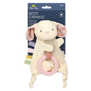 itzy ritzy, Bitzy Crinkle, Sensory Crinkle Toy with Teether, 0 Months+, Bunny, 1 Count