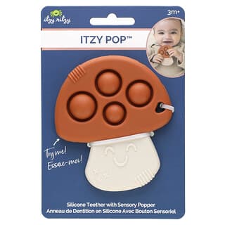 itzy ritzy, Itzy Pop, Silicone Teether with Sensory Popper, 3 Months+, Mushroom , 1 Count