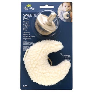 itzy ritzy, Sweetie Pal, Silicone Pacifier and Plush Pacifier Lovey, 0+ Months, Moon, 2 Piece Set