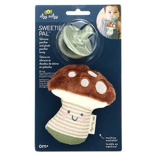 itzy ritzy, Sweetie Pal, Silicone Pacifier and Plush Pacifier Lovey, 0+ Months, Mushroom, 2 Piece Set