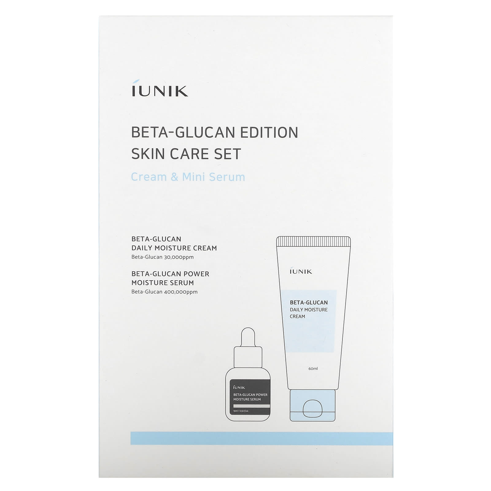iUNIK, BetaGlucan Edition Skin Care Set, Cream & Mini Serum, 2 Piece Set