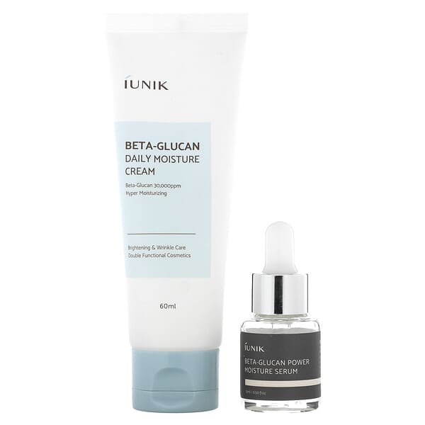 iUNIK, Beta-Glucan Edition Skin Care Set, Cream &amp; Mini Serum, 2 Piece Set