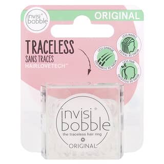 Invisibobble, 오리지널, 트레이스리스 헤어 링, 크리스탈 클리어, 3팩