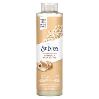 St. Ives‏, סבון רחצה מרגיע, שיבולת שועל וחמאת שיאה, 650 מ"ל (22 אונקיות נוזל)