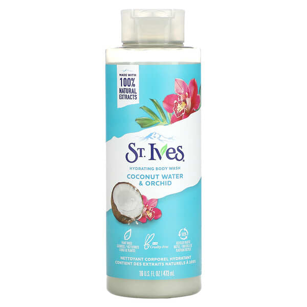 St. Ives, 保濕沐浴露，椰子汁與蘭花味，16 液量盎司（473 毫升）