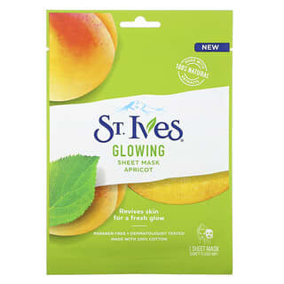 St. Ives, Glowing Sheet Mask, Apricot, 1 Sheet Mask, 23 ml