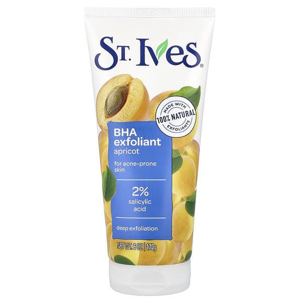 St. Ives, ผลิตภัณฑ์ผลัดเซลล์ผิว BHA สำหรับผิวเป็นสิว กลิ่นแอปริคอท ขนาด 6 ออนซ์ (170 ก.)
