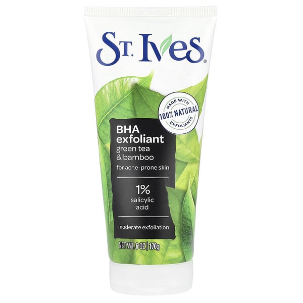 St. Ives, BHA 去角質劑，綠茶和竹子，適合易長粉刺的皮膚，6 盎司（170 克）