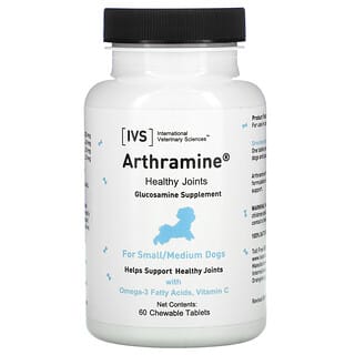 International Veterinary Sciences, Arthramine, добавка с глюкозамином, для маленьких и средних собак, 60 жевательных таблеток