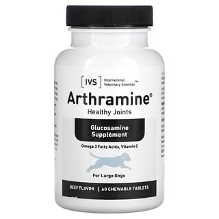International Veterinary Sciences, Arthramine, Glucosamine Supplement, For Large Dogs, Beef, 60 Chewable Tablets
