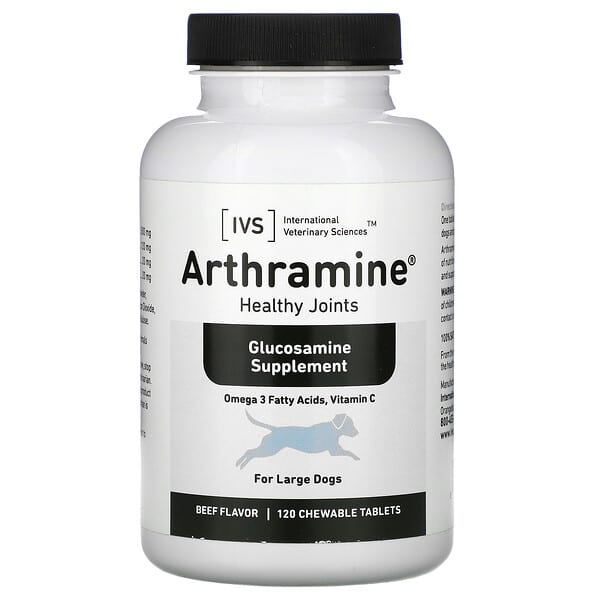 إنترناشونال فيتيرينارس ساينسس‏, Arthramine ، مكمل الجلوكوزامين ، للكلاب الكبيرة الحجم ، لحم بقري ، 120 قرصًا قابلًا للمضغ