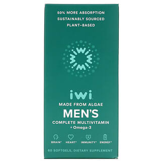 iWi, Suplemento multivitamínico completo con omega-3 para hombres, 60 cápsulas blandas