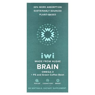 iWi, Cerebro, Omega-3 + PS y grano de café verde, 60 cápsulas blandas