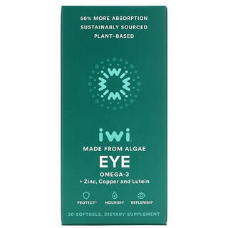 iWi, 眼部，欧米伽-3 + 锌、铜和叶黄素，30 粒软凝胶