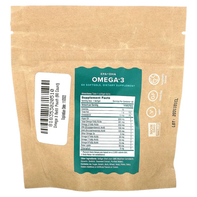 Omega 3 Refill Pouch EPA DHA 60 Softgels