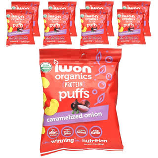 IWON Organics, 有机蛋白泡芙，焦糖洋葱味，8 袋，每袋 1.5 盎司（42 克）