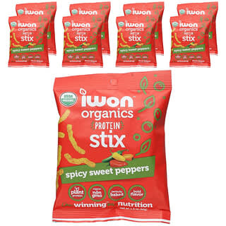 IWON Organics, 有機蛋白質 Stix，熱辣香甜辣椒，8 袋，每袋 1.5 盎司（42 克）