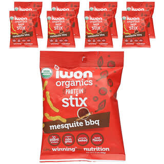 IWON Organics, Protein Stix de Organics, Barbacoa de mezquite`` 8 bolsas, 42 g (1,5 oz) cada una