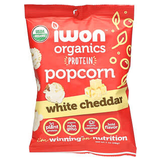 IWON Organics, Organic Protein Popcorn, White Cheddar, 8 Bags, 1 oz (28 g) Each