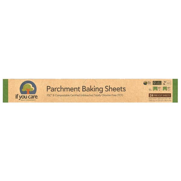 If You Care, Parchment Baking Sheets, 24 Pre-Cut Sheets, 200 sq in (13 in x 16 in) Each