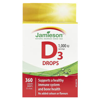 Jamieson Vitamins, Vitamina D3 en gotas, 1000 UI, 11,4 ml