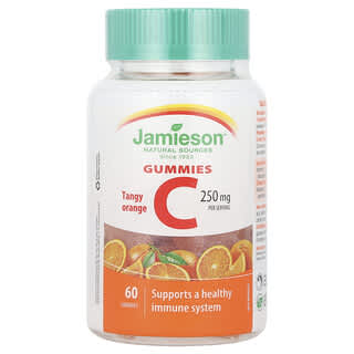 Jamieson Vitamins, Permen Jeli Vitamin C, Tangy Orange, 250 mg, 60 Permen Jeli (125 mg per Permen Jeli)