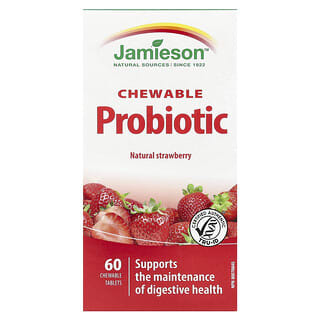 Jamieson Vitamins, Chewable Probiotic, Probiotikum, natürliche Erdbeere, 60 Kautabletten