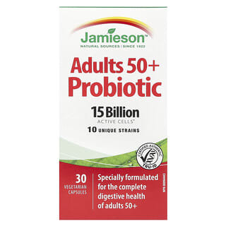 Jamieson Vitamins, Adults 50+ Probiotic, Probiotikum für Erwachsene ab 50, 15 Milliarden, 30 pflanzliche Kapseln