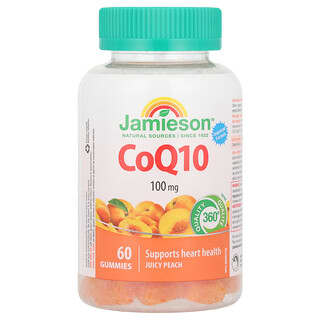 Jamieson Vitamins, Gomitas con CoQ10, Melocotón jugoso, 100 mg, 60 gomitas