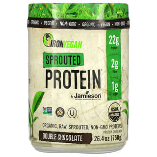 Jamieson Natural Sources, IronVegan, пророщенный протеин, двойной шоколад, 750 г (26,4 унции)