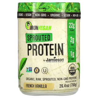 Jamieson Natural Sources, IronVegan, Sprouted Protein, French Vanilla, 26.4 oz (750 g)