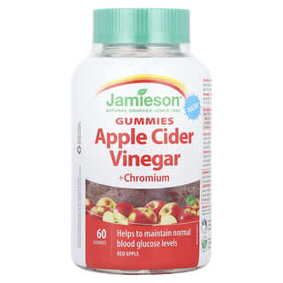 Jamieson Vitamins, Apple Cider Vinegar + Chromium Gummies, Apfelessig und Chrom-Fruchtgummis, Roter Apfel, 60 Fruchtgummis