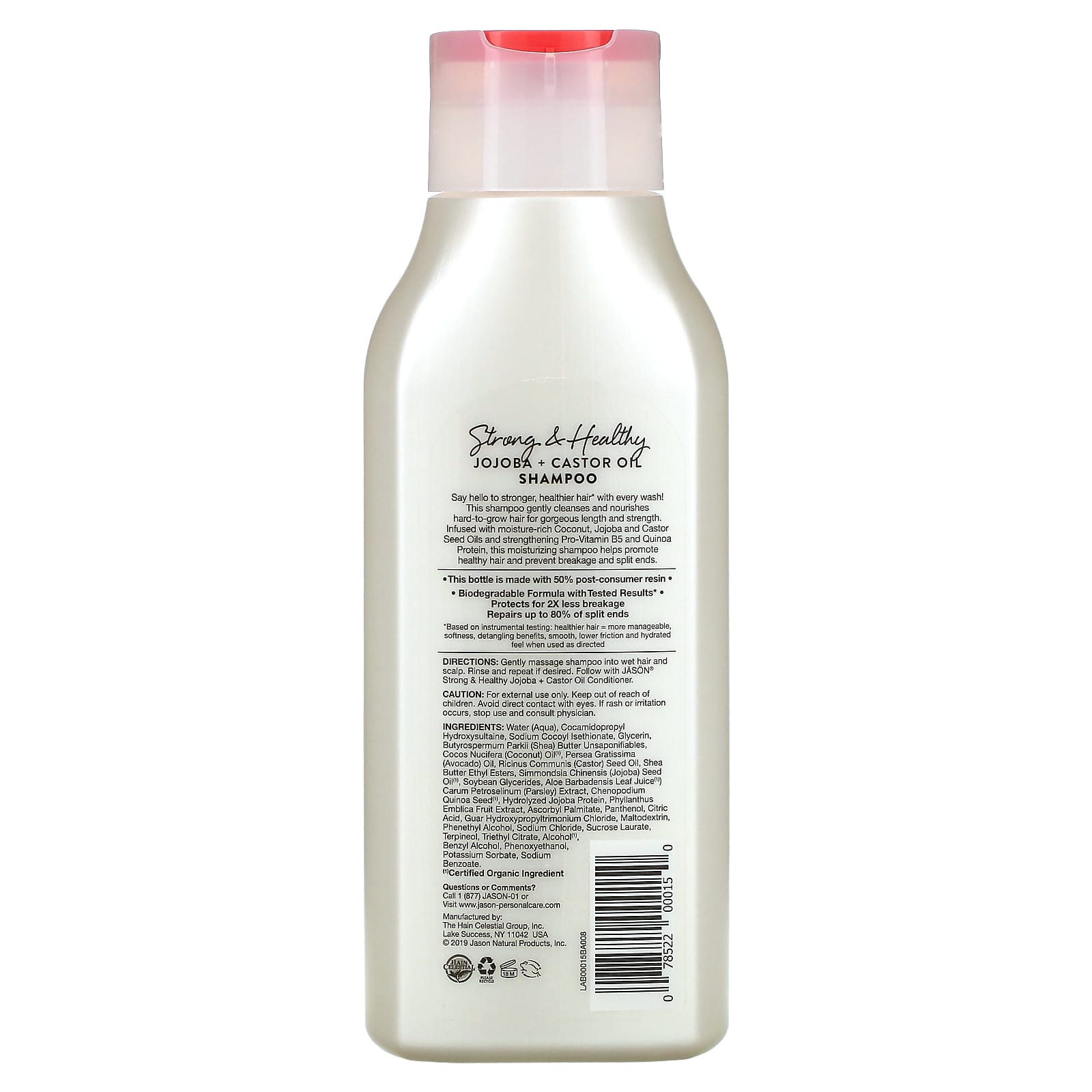 Excel berolige Skal Jason Natural, Strong & Healthy Jojoba + Castor Oil Shampoo, 16 fl oz (473  ml)