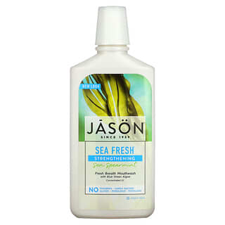 Jason Natural, Fortalecimiento de Sea Fresh, Enjuague bucal Fresh Breath, Hierbabuena marina, 473 ml (16 oz. Líq.)