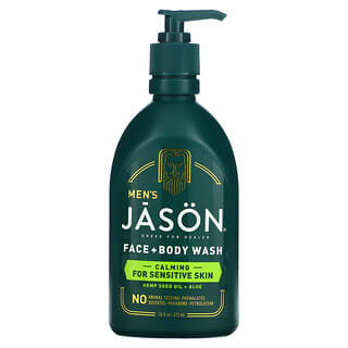 Jason Natural, Masculino, sabonete líquido para o rosto + corpo, Óleo de Semente de Cânhamo + Aloe, 473 ml (16 fl oz)