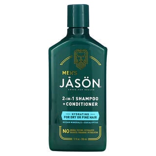 Jason Natural, 男士 2 合 1 洗发水护发素，适合干/细发，海洋矿物质 + 桉树，12 液量盎司（355 毫升）
