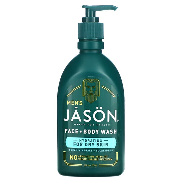 Jason Natural, Para hombres, Jabón para el rostro y el cuerpo, Minerales oceánicos y eucalipto, 473 ml (16 oz. Líq.)