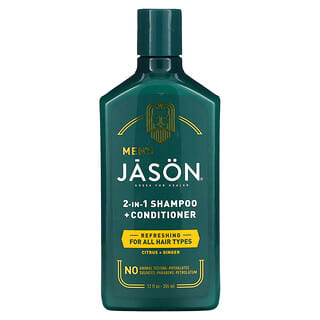 Jason Natural, 男士 2 合 1 洗髮精護髮素，各種髮質，柑橘 + 姜，12 液量盎司（355 毫升）