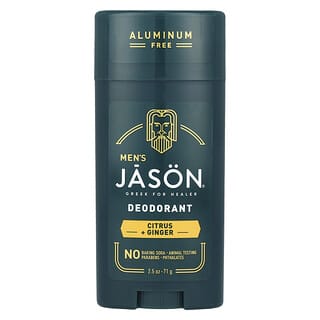 Jason Natural, Masculino, Desodorante, Sem Alumínio, Cítricos + Gengibre, 71 g (2,5 oz)