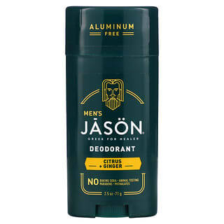 Jason Natural, Men's, Deodorant, Citrus + Ginger, Aluminum Free, 2.5 oz (71 g)