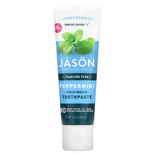 Jason Natural, Powersmile, Fresh Breath Toothpaste, Fluoride Free, Peppermint, 4.2 oz (119 g)