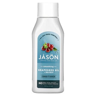 Jason Natural, Après-shampooing lissant, Huile de pépin de raisin + kelp marin, 473 ml