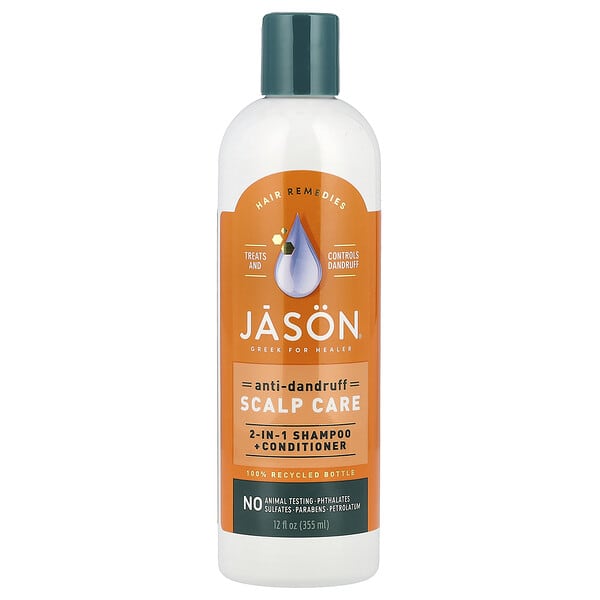 Jason Natural, Anti-Dandruff Scalp Care, 2 in 1, Shampoo + Conditioner, 12 fl oz (355 ml)