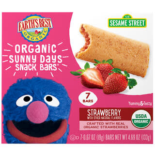 Earth's Best, Organic Sunny Days Snack Bars, Strawberry, 7 Bars, 0.67 oz (19 g) Each