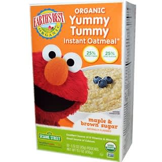 Earth's Best, Organic Yummy Tummy Instant Oatmeal, Maple & Brown Sugar, 10 Pouches, 1.51 oz (43 g) Each