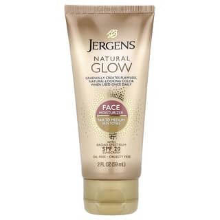 Jergens, Brillo natural, Humectante facial, FPS 20, FPS de claro a medio, 59 ml (2 oz. líq.)