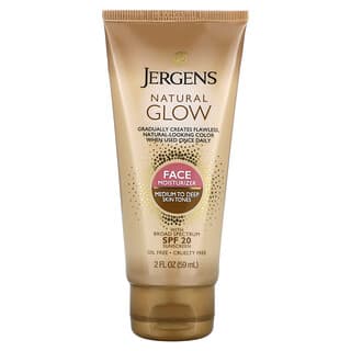 Jergens, Natural Glow, Humectante facial, FPS 20, Para tonos de piel de medios a oscuros, 59 ml (2 oz. líq.)